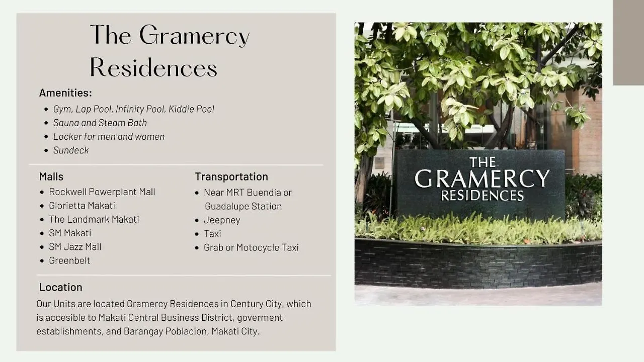 Homestyle Spacious 1 Bedroom Flat In Gramercy Residences Condo Manila